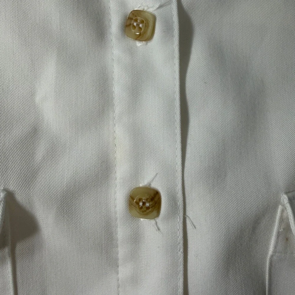 Darlyn Designs Vintage White Sleeveless Button Up Blouse‎ Pocket Shirt Small